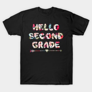 Floral Hello second 2nd grade team teacher stududent back to school T-Shirt